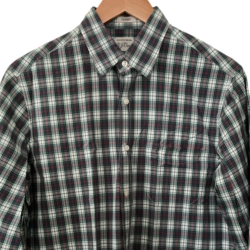 J. Crew Men's Plaid Button Down Shirt - Green and Red - Size M